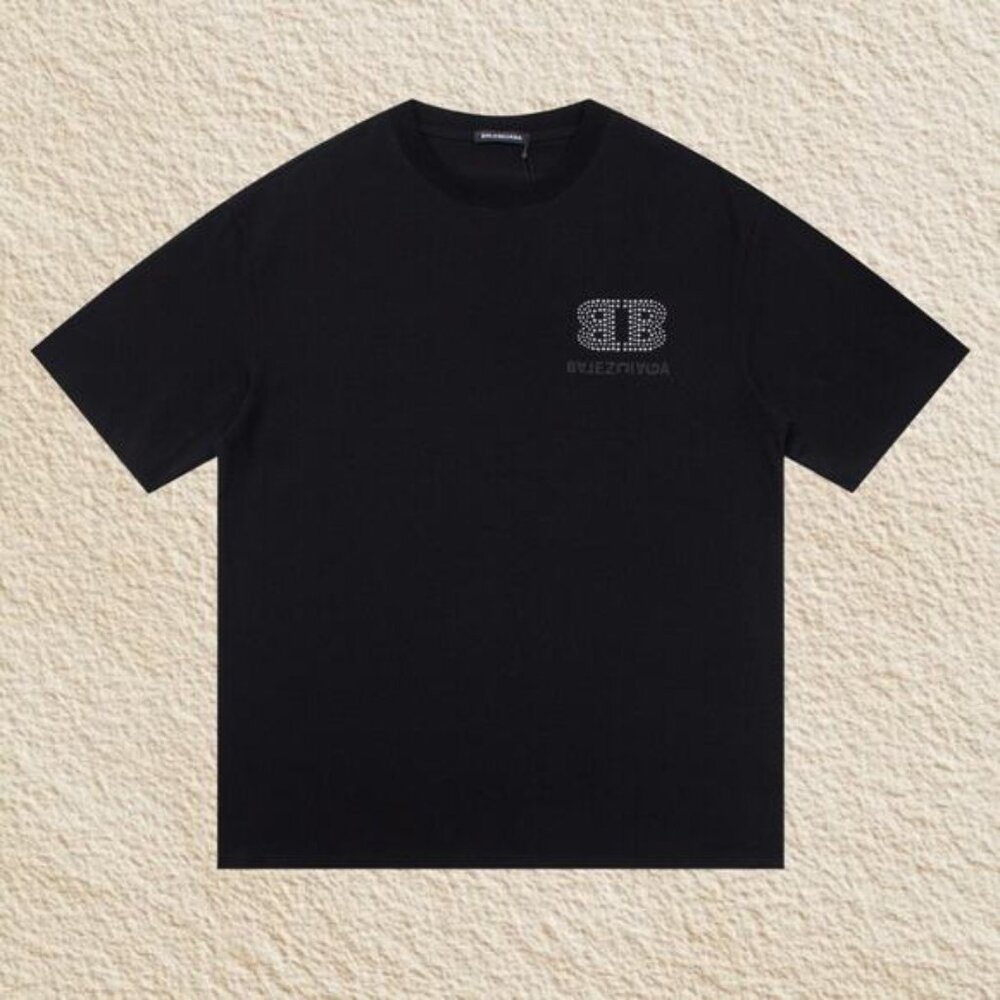 Balenciaga Logo Men's Black T shirt Short Sleeve